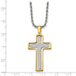 Stainless Steel Yellow IP-plated Laser Cut Moveable Cross Necklace