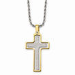 Stainless Steel Yellow IP-plated Laser Cut Moveable Cross Necklace