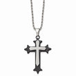 Stainless Steel IP Black-plated Laser Cut Cross Necklace