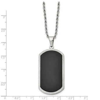 Stainless Steel Black-plated Laser Cut Dog Tag Necklace