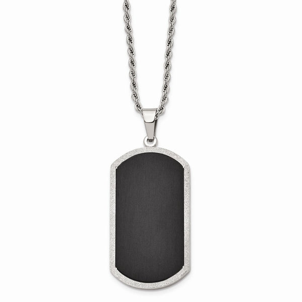 Stainless Steel Black-plated Laser Cut Dog Tag Necklace