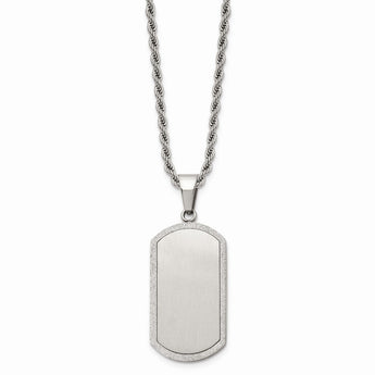 Stainless Steel Laser Cut Dog Tag Pendant Necklace