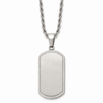 Stainless Steel Laser Cut Dog Tag Pendant Necklace