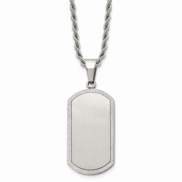 Stainless Steel Laser Cut Dog Tag Pendant Necklace