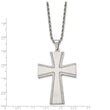 Stainless Steel Laser Cut & Brushed Cross Pendant Necklace