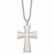 Stainless Steel Laser Cut & Brushed Cross Pendant Necklace