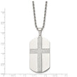 Stainless Steel Laser Cut Cross Center Dog Tag Necklace