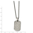 Stainless Steel Fancy CZ Dog Tag Pendant Necklace