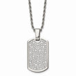 Stainless Steel Fancy CZ Dog Tag Pendant Necklace