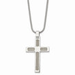 Stainless Steel Polished with Cable 24in Cross Necklace