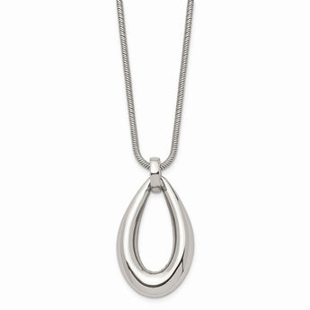 Stainless Steel Polished Teardrop Dangle Pendant Necklace