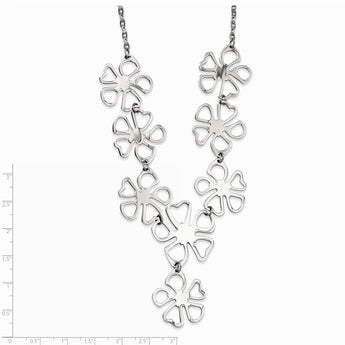 Stainless Steel Polished Flowers 18in Y Necklace