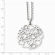 Stainless Steel Polished & CZ Hearts Pendant Necklace