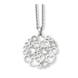 Stainless Steel Polished & CZ Hearts Pendant Necklace