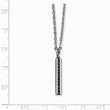 Stainless Steel Black CZ Thin Pendant Necklace
