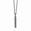 Stainless Steel Black CZ Thin Pendant Necklace