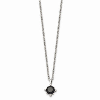 Stainless Steel Black CZ Pendant Necklace