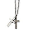 Stainless Steel Laser-cut & CZ Crosses Pendant Necklace