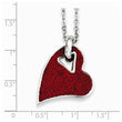 Stainless Steel Red Crystal Heart Pendant Necklace
