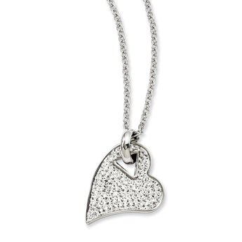 Stainless Steel Clear Crystal Heart Pendant Necklace