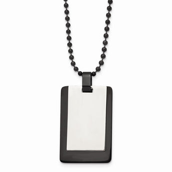 Stainless Steel Polished & IP Black-plated 2 piece Dog Tag Necklace