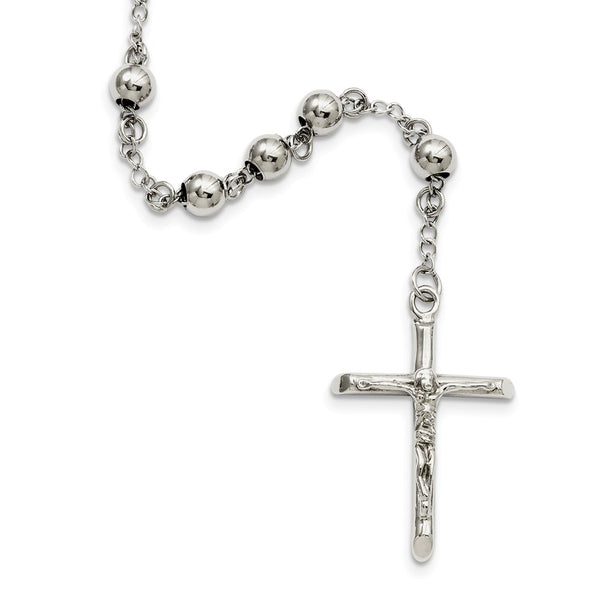 Stainless Steel 6mm Bead Rosary Necklace