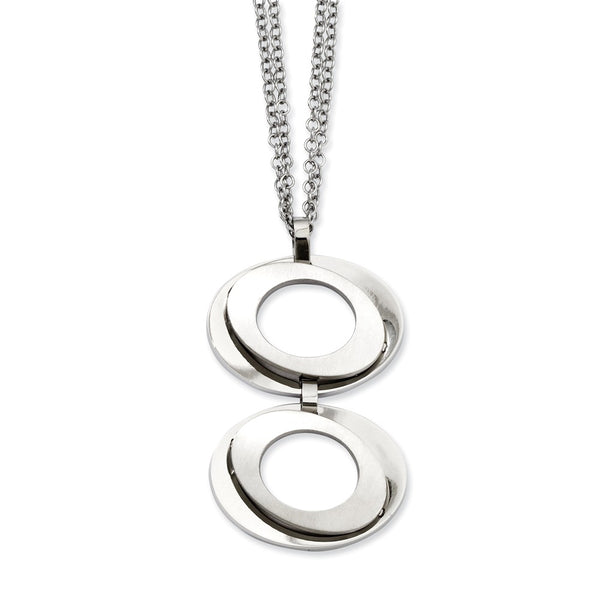 Stainless Steel Brushed & Polished Circles 16.5in w/1in ext Necklace