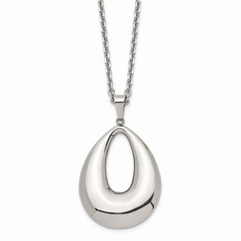 Stainless Steel Hollow Teardrop Pendant Necklace