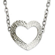 Stainless Steel Textured Heart 18in Necklace