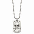 Stainless Steel Antiqued Skull & Cross Bones Dog Tag Necklace