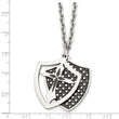 Stainless Steel IP Black Plated Moveable Shield Pendant Necklace