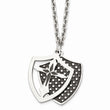 Stainless Steel IP Black Plated Moveable Shield Pendant Necklace