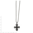 Stainless Steel Black Agate & Antiqued Cross Pendant Necklace