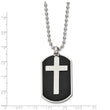 Stainless Steel Black-plated Dog Tag & Polished Cross Necklace