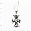 Stainless Steel Antiqued Fancy Cross Pendant Necklace