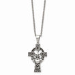 Stainless Steel Antiqued Claddagh Pendant Necklace