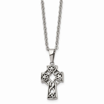 Stainless Steel Antiqued Cross Pendant Necklace