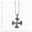 Stainless Steel Antiqued Cross Pendant Necklace