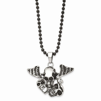 Stainless Steel Antiqued Skulls Necklace