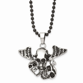 Stainless Steel Antiqued Skulls Necklace