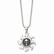 Stainless Steel Antiqued Saw Blade w/ Skull Pendant Necklace