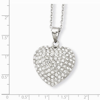 Stainless Steel CZ Heart Pendant Necklace