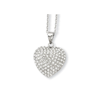 Stainless Steel CZ Heart Pendant Necklace