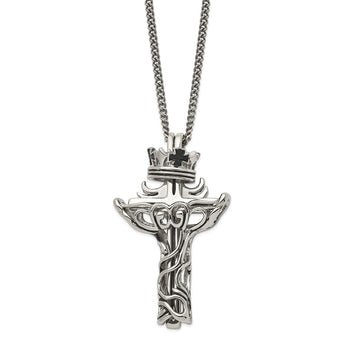 Stainless Steel Enameled Crown & 2 piece Cross Necklace