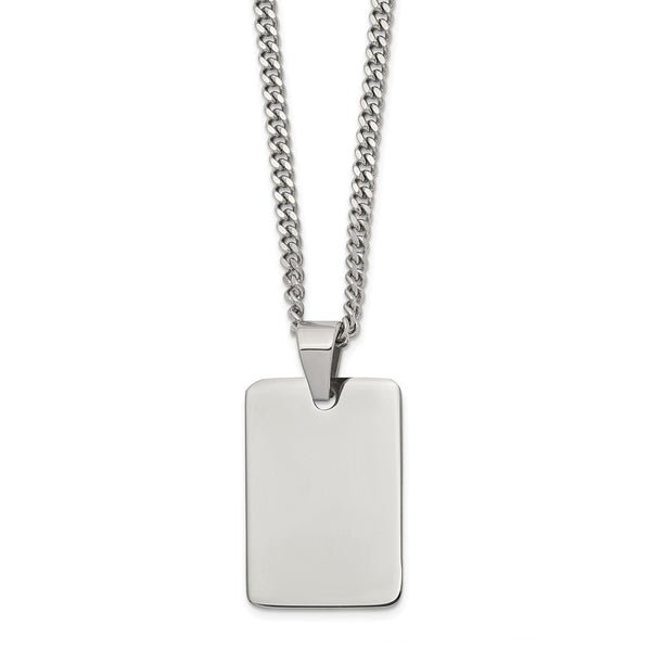 Stainless Steel Polished Dog Tag Necklace