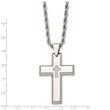 Stainless Steel Cross with CZs Pendant Necklace