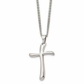 Stainless Steel Polished Fancy Cross Necklace