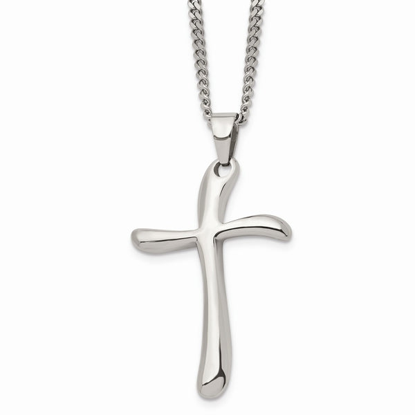 Stainless Steel Polished Fancy Cross Necklace