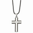 Stainless Steel IP Black-plated w/ CZ Cross Pendant Necklace