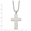 Stainless Steel Textured Cross Pendant Necklace